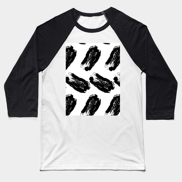 Black bold strokes on a white background Baseball T-Shirt by grafinya